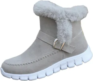 Ladmiple Snow Boots For Women Wide Calf Winter Boots Slip on Insulated Fur Lined Cold Weather Comfortable Warm Ankle Booties
