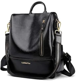 LAORENTOU Cow Leather Backpack Purse for Women Antitheft Rucksack Ladies Shoulder Bag Leather Handbag Backpacks