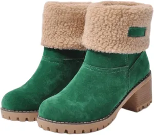 Lausiuoe Winter Boots For Women Fashion Wide Calf Snow Boots Fur Lined Warm Fuzzy booties Casual Outdoor Comfortable Shoes 2022