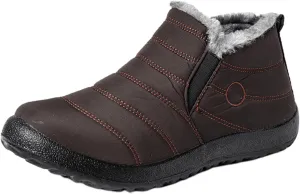 Lausiuoe Winter Boots For Women Waterproof Snow Non Slip Ankle Booties Fur Lined Warm Slip On Outdoor Comfortable Shoes