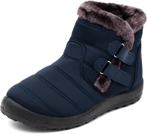 Lausiuoe Winter Boots For Women Waterproof Snow Non Slip Fur Lined Warm Slip On Booties Comfortable Outdoor Shoes