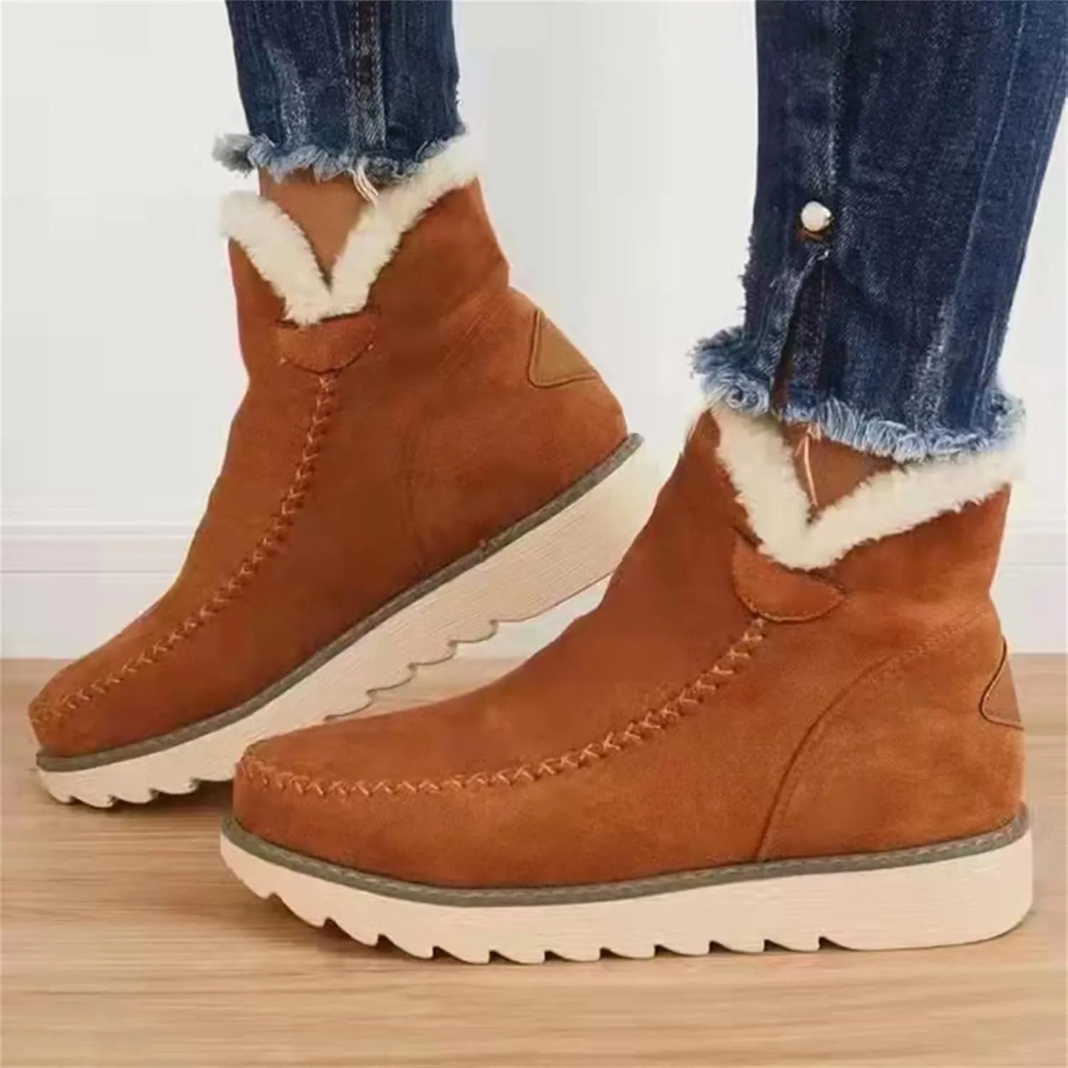 Lausiuoe Winter Dress Boots For Women 2024 Snow Boots Fur Lining Warm Casual Fashion Trendy Fuzzy Loafers Shoes Ankle Booties