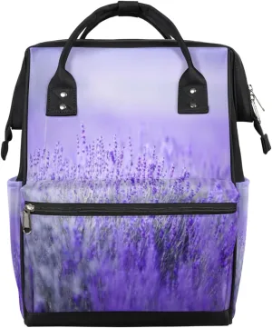 Lavender Field Diaper Bag Tote Large Capacity Waterproof with Adjustable Shoulder Strap and Pram Straps Mommy Bag for Hospital Beach Weekender Travel