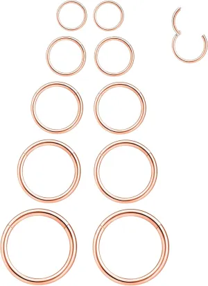 LEE&RO 16G 6MM 7MM 8MM 9MM 10MM Hinged Clicker Septum Rings 16G Nose Hoop Tragus Helix Cartilage Hoop Earrings