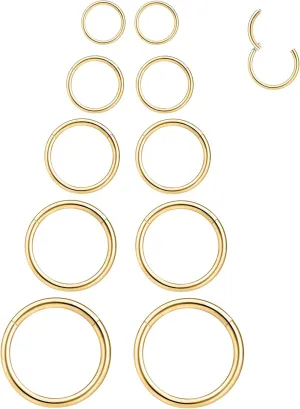 LEE&RO 16G 6MM 7MM 8MM 9MM 10MM Hinged Clicker Septum Rings 16G Nose Hoop Tragus Helix Cartilage Hoop Earrings