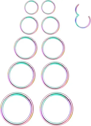 LEE&RO 16G 6MM 7MM 8MM 9MM 10MM Hinged Clicker Septum Rings 16G Nose Hoop Tragus Helix Cartilage Hoop Earrings