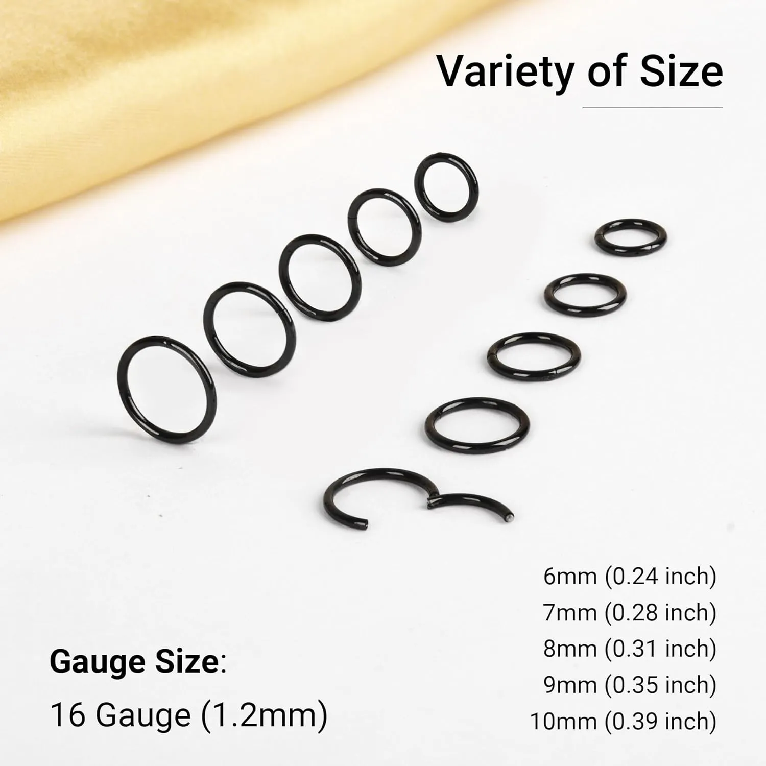 LEE&RO 16G 6MM 7MM 8MM 9MM 10MM Hinged Clicker Septum Rings 16G Nose Hoop Tragus Helix Cartilage Hoop Earrings