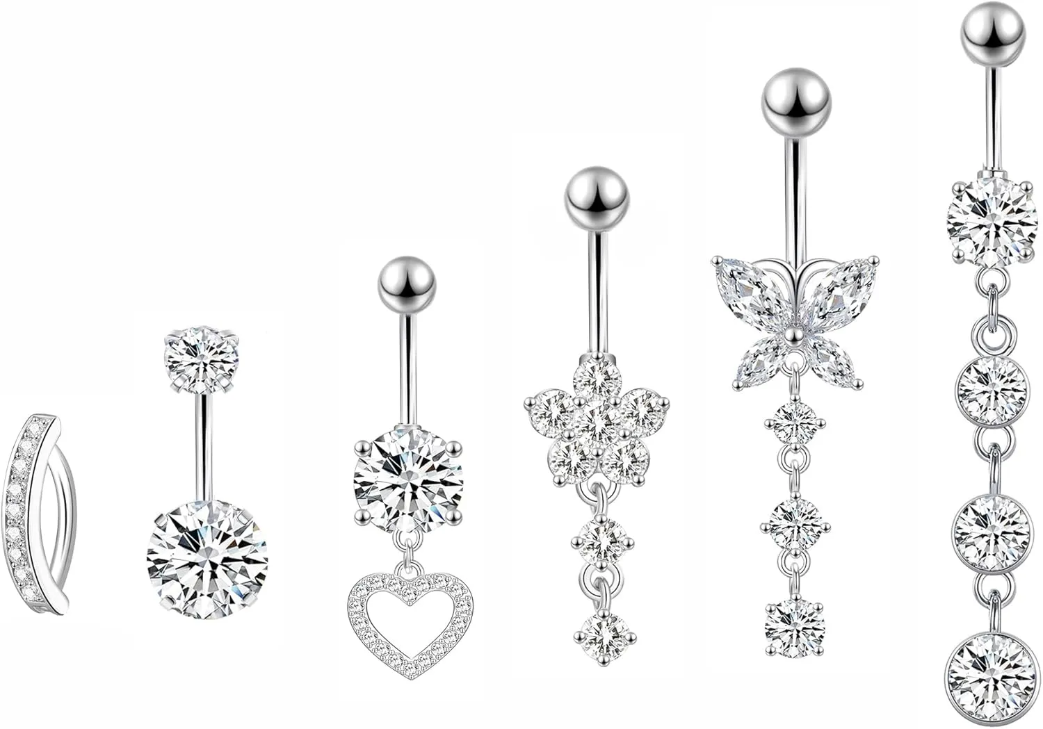 LEE&RO Belly Button Rings Dangle Belly Rings Navel Rings 14G Surgical Steel Belly Rings Belly Piercing