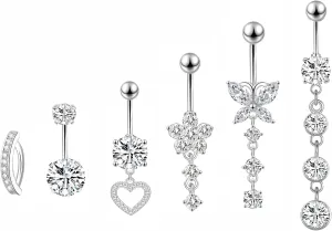 LEE&RO Belly Button Rings Dangle Belly Rings Navel Rings 14G Surgical Steel Belly Rings Belly Piercing