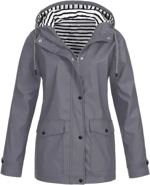 Lightweight Rain Coat Womens Waterproof Zip Up Active Outdoor Rain Jacket Summer Fall Raincoat Hooded Windbreaker