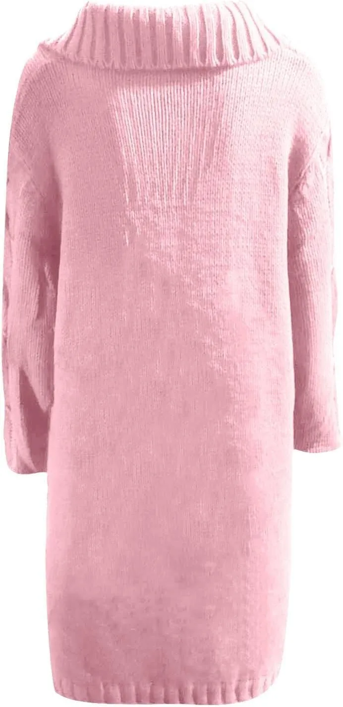 Long Cardigan for Women Long Sleeve Cable Knit Button Up Loose Plain Winter Hooded Trench Coat with Pocket Warm Overcoat