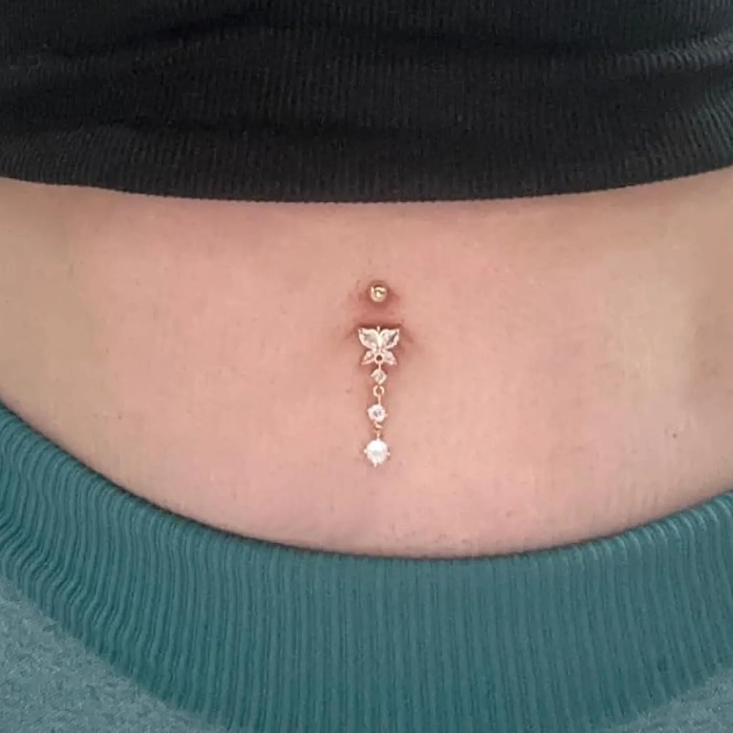 Longita Belly Button Ring Dangle Belly Button Rings Dangling Belly Button Rings Clicker Belly Button Ring Surgical Steel Rose Gold Belly Rings Belly Piercing Jewelry Navel Rings for Women