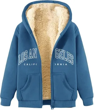 Los Angeles Zip Up Fleece Hoodies for Men Women Casual Winter Warm Jacket Cozy Trendy California Hoodie Coats