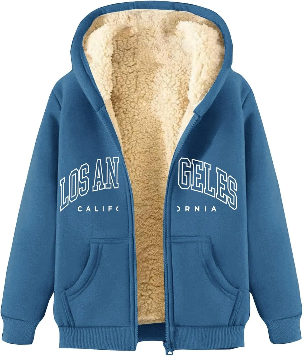 Los Angeles Zip Up Fleece Hoodies for Men Women Casual Winter Warm Jacket Cozy Trendy California Hoodie Coats