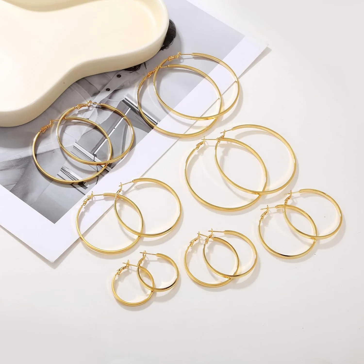 LOUMILEO Sterling Silver Hoop Earrings Large Silver Hoop Earrings for Women Lightweight Big Hoops Earring Hypoallergenic Thin Hoops Earring for Women 30/40/50/60/65/70MM