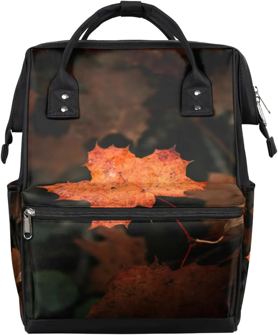 Maple Leaves Diaper Bag Tote Large Capacity Waterproof with Adjustable Shoulder Strap and Pram Straps Mommy Bag for Hospital Beach Weekender Travel