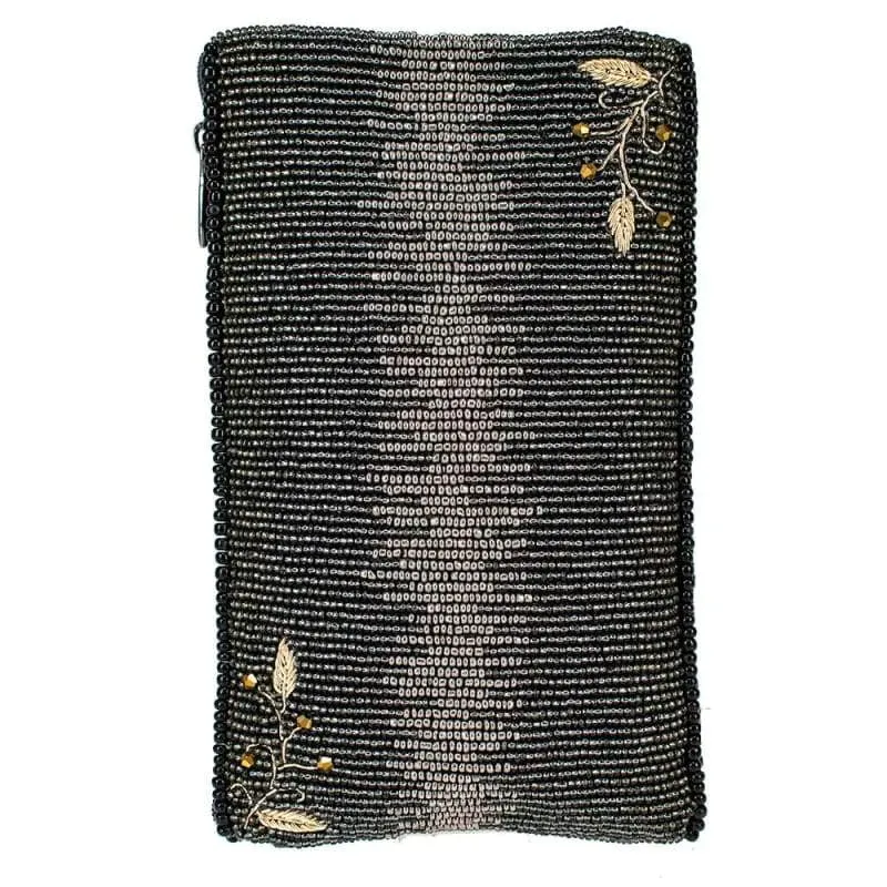 Mary Frances Fierce Beaded Embroidered Glammed Up Phone Glasses Bag Black