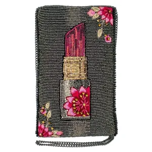 Mary Frances Fierce Beaded Embroidered Glammed Up Phone Glasses Bag Black
