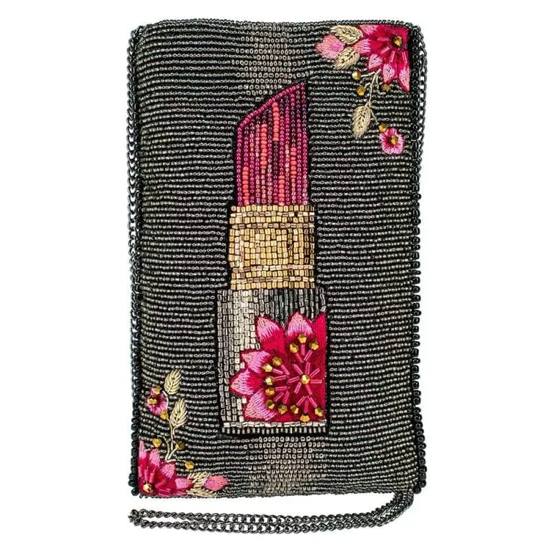 Mary Frances Fierce Beaded Embroidered Glammed Up Phone Glasses Bag Black