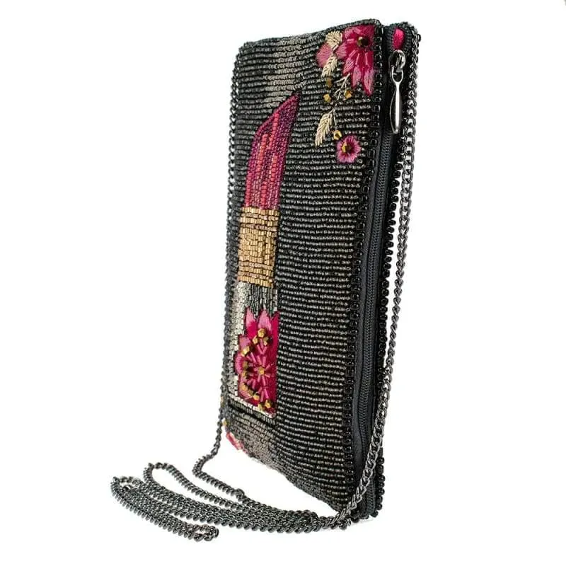 Mary Frances Fierce Beaded Embroidered Glammed Up Phone Glasses Bag Black