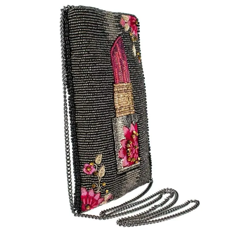 Mary Frances Fierce Beaded Embroidered Glammed Up Phone Glasses Bag Black