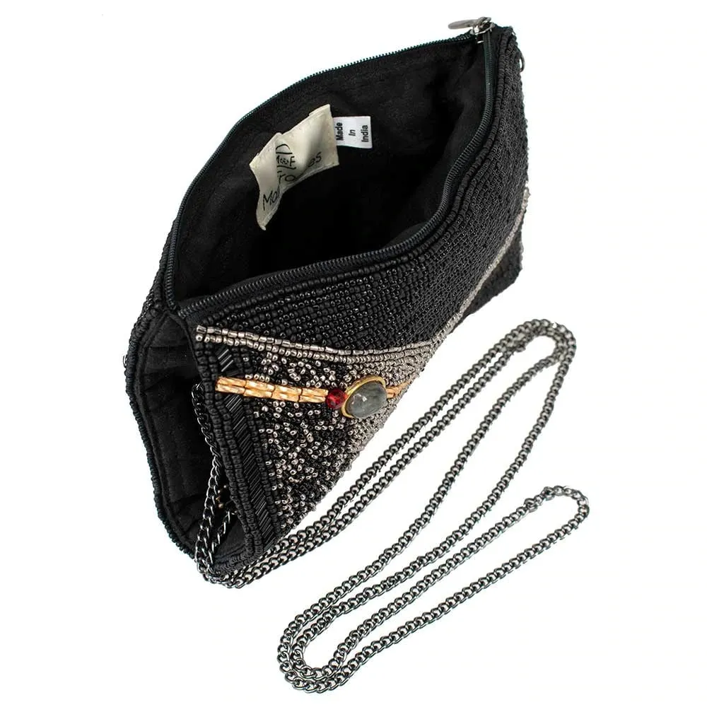 Mary Frances Fierce Beaded Embroidered Make it Dirty Martini Phone Bag Black