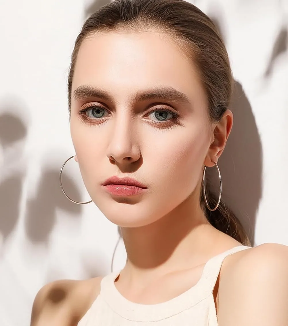 Marynn Big Gold Hoop Earrings for Women,Dainty Gold Hypoallergenic Rose Gold Silver Hoop Earrings,Stainless Steel Large