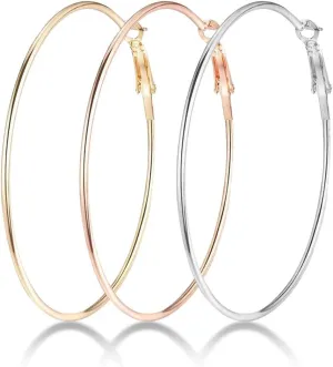 Marynn Big Gold Hoop Earrings for Women,Dainty Gold Hypoallergenic Rose Gold Silver Hoop Earrings,Stainless Steel Large