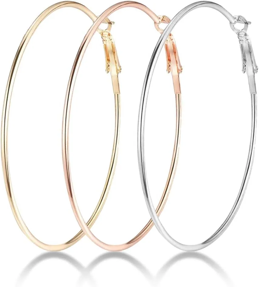 Marynn Big Gold Hoop Earrings for Women,Dainty Gold Hypoallergenic Rose Gold Silver Hoop Earrings,Stainless Steel Large