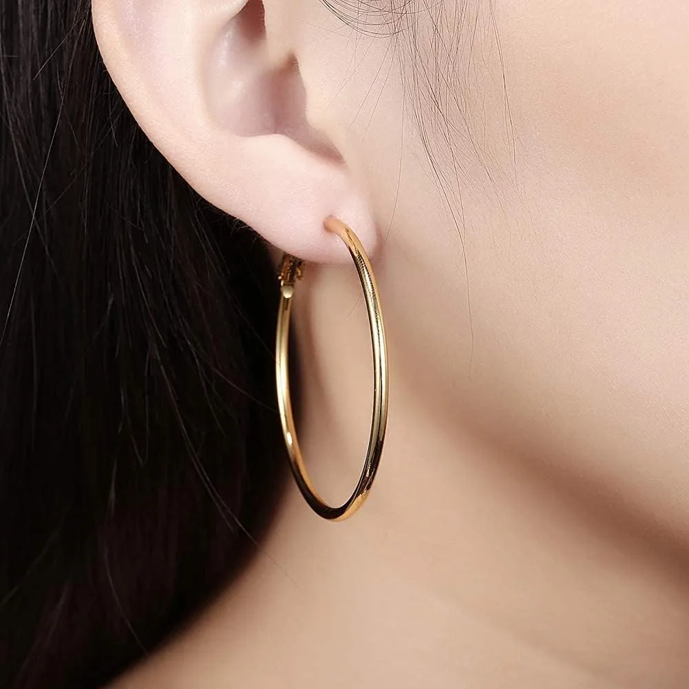 Marynn Big Gold Hoop Earrings for Women,Dainty Gold Hypoallergenic Rose Gold Silver Hoop Earrings,Stainless Steel Large