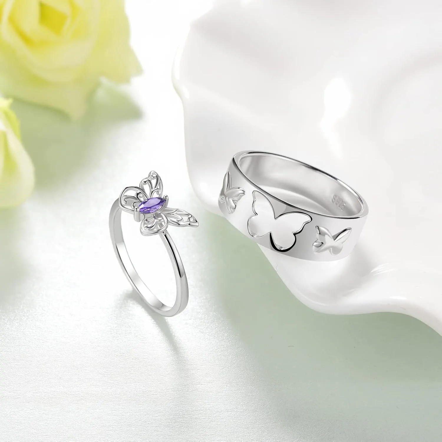 Matching Rings For Couples 925 Sterling Silver Couple rings Engagement Promise Ring Sets for Him and Her Couples Valentines Day Jewelry Gift