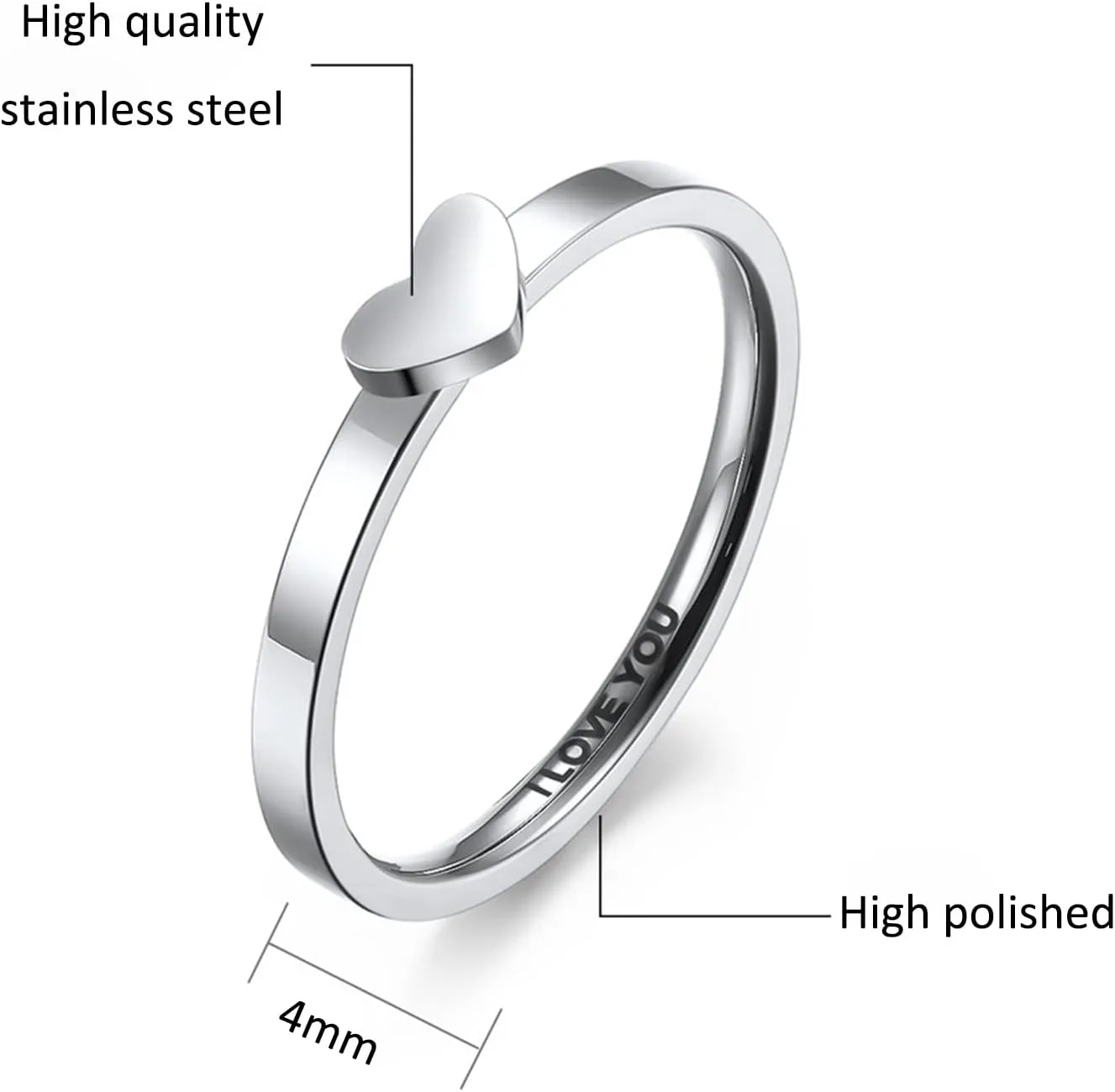Matching Rings for Couples, Couple Heart Rings Set Couple Rings I LOVE YOU Matching Heart Promise Rings for Her and Her Engagement Wedding Ring