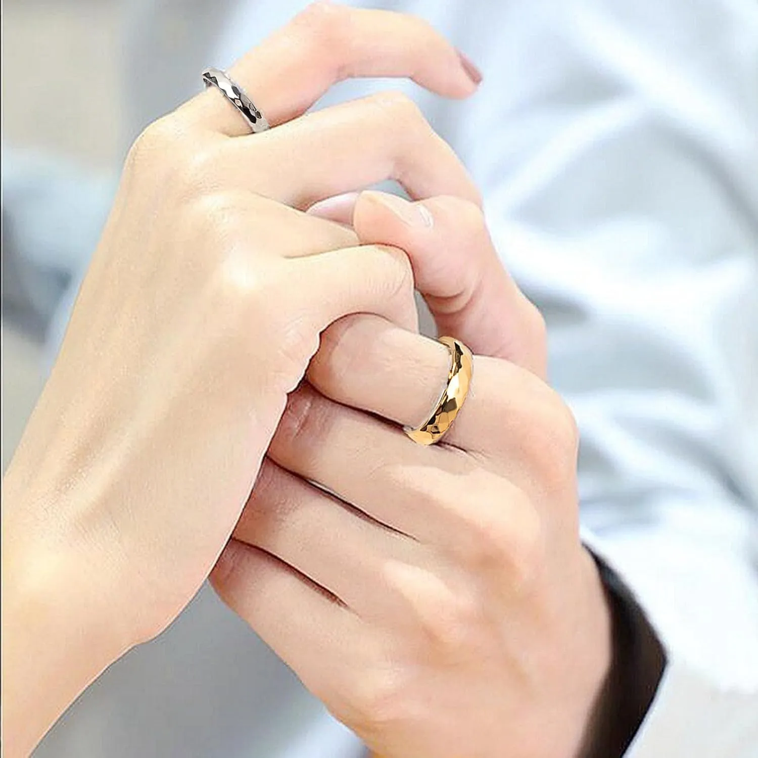 Matching Rings for Couples His Hers Couples Rings Set Stainless Steel Promise Rings Gold Silver Pinky Rings Wedding Engagement Bands for BF GF Him Her Valentines Day Gifts