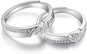 Matching Rings for Couples - Romantic Heart Design | Adjustable Hypoallergenic Wedding Bands Engagement Ring Sets for Him and Her Valentine's Day Gifts