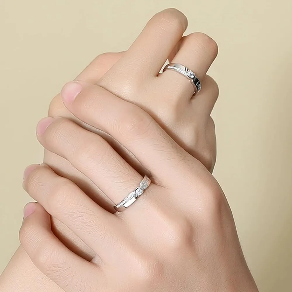Matching Rings for Couples - Romantic Heart Design | Adjustable Hypoallergenic Wedding Bands Engagement Ring Sets for Him and Her Valentine's Day Gifts