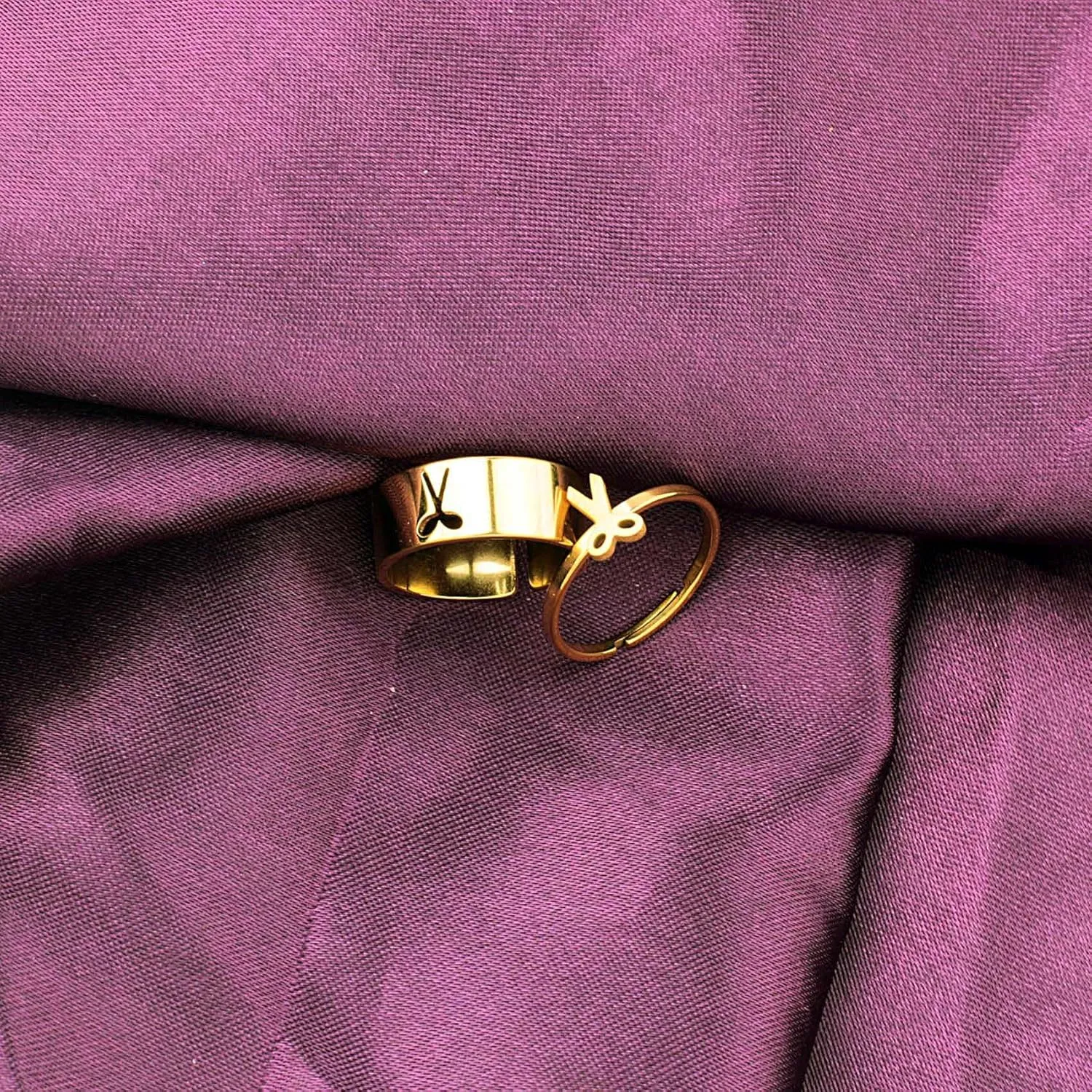Matching Scissor Couple Rings Hypoallergenic Stainless Steel Adjustable Open Rings Unique Love Symbol for Women Men Unisex Gift for Anniversary Valentine's Wedding