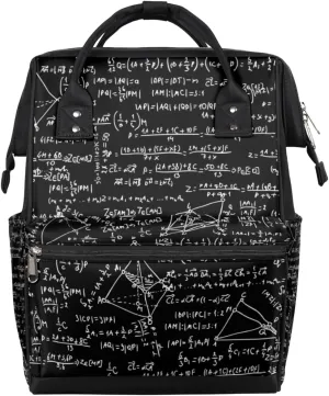 Maths Seamless Pattern Diaper Bag Tote Large Capacity Waterproof with Adjustable Shoulder Strap and Pram Straps Mommy Bag for Hospital Beach Weekender Travel