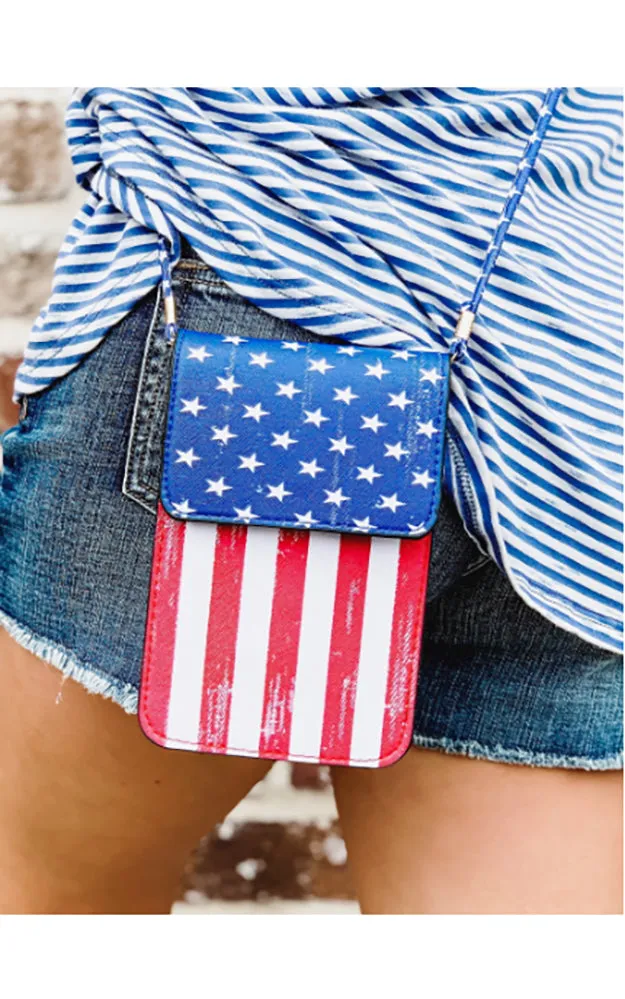 MB0059 American Flag Cellphone Crossbody Bag