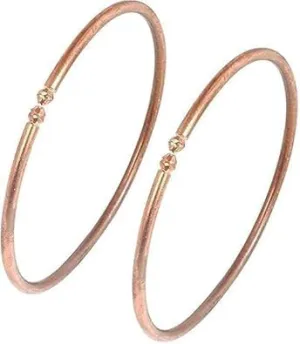 Men and Women Pure Traditional Copper Anklet Kada Set, Rose Gold Tone, 2Pieces Design Adjustable Ankle Leg Kada - 4 to 8 Inch DIameter
