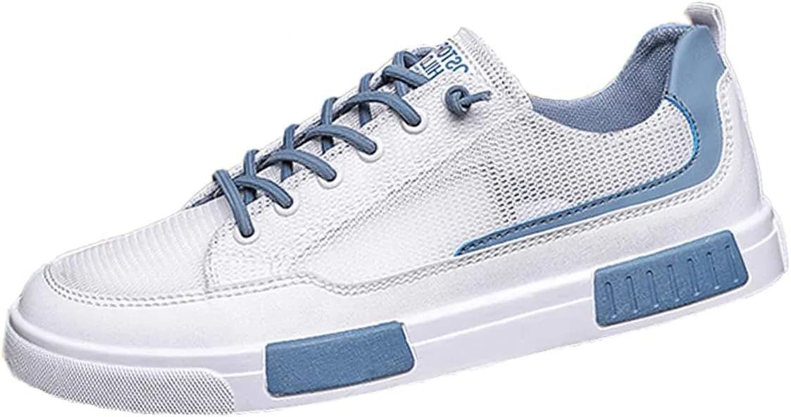 Men's Comfortable Lace Up Mesh Breathable Skateboard Shoes Lightweight Low Top Sneakers Casual Athletic Walking Shoes