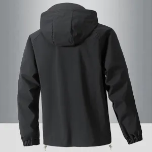 Mens Jackets Zip Up Long Sleeve Casual Hooded Coat Waterproof Windbreaker Active Jacket Loose Fit Coats with Pocket
