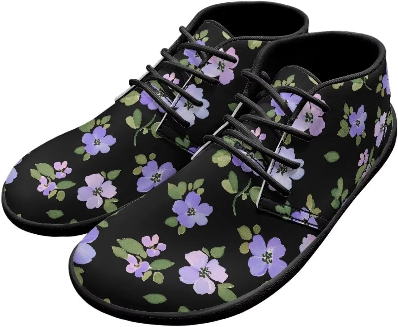 Men's Wide Barefoot Sneakers Comfortable Casual Shoes Minimalist Lightweight PU Waterproof Shoes for Party US 5-14 Black Sole