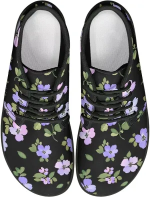 Men's Wide Barefoot Sneakers Comfortable Casual Shoes Minimalist Lightweight PU Waterproof Shoes for Party US 5-14 Black Sole