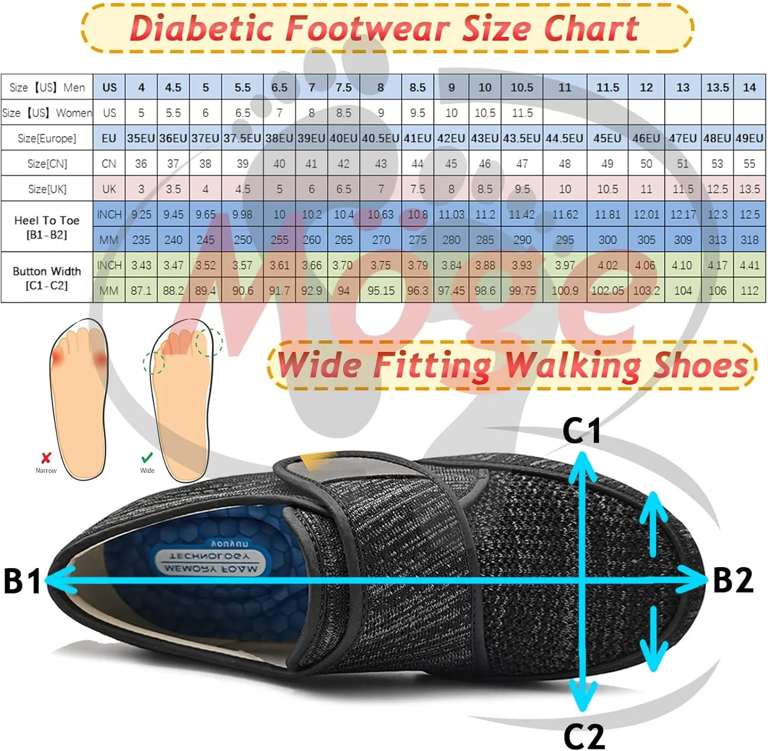 Men's Wide Fit Slip-On Trainers | Comfortable Memory Foam Casual Walking Shoes for Gym and Sports