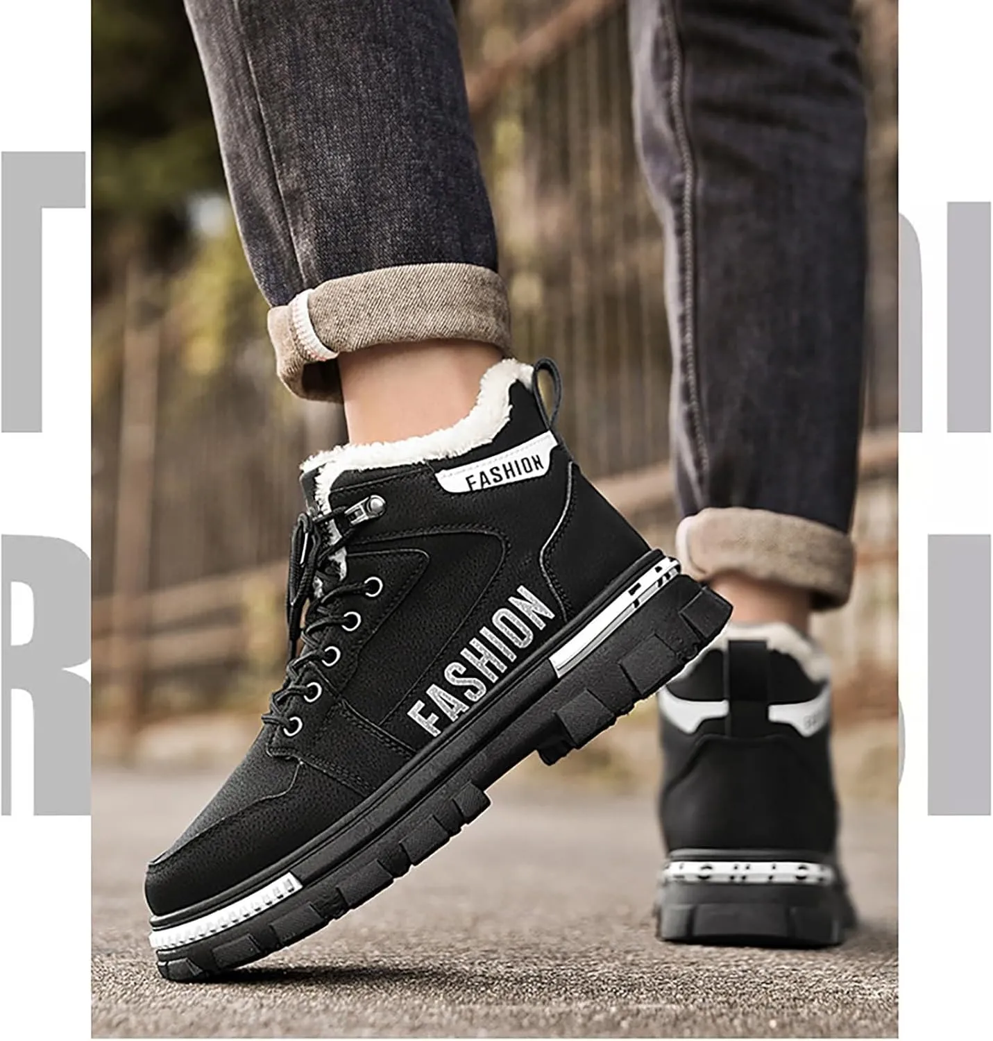 Mens Work Boots Wide Width Hiking Sneakers Warm Fur Lined Womens Safety Toe Shoes Food Service Platform Sneakers Indestructible Hike Grounded Footwear