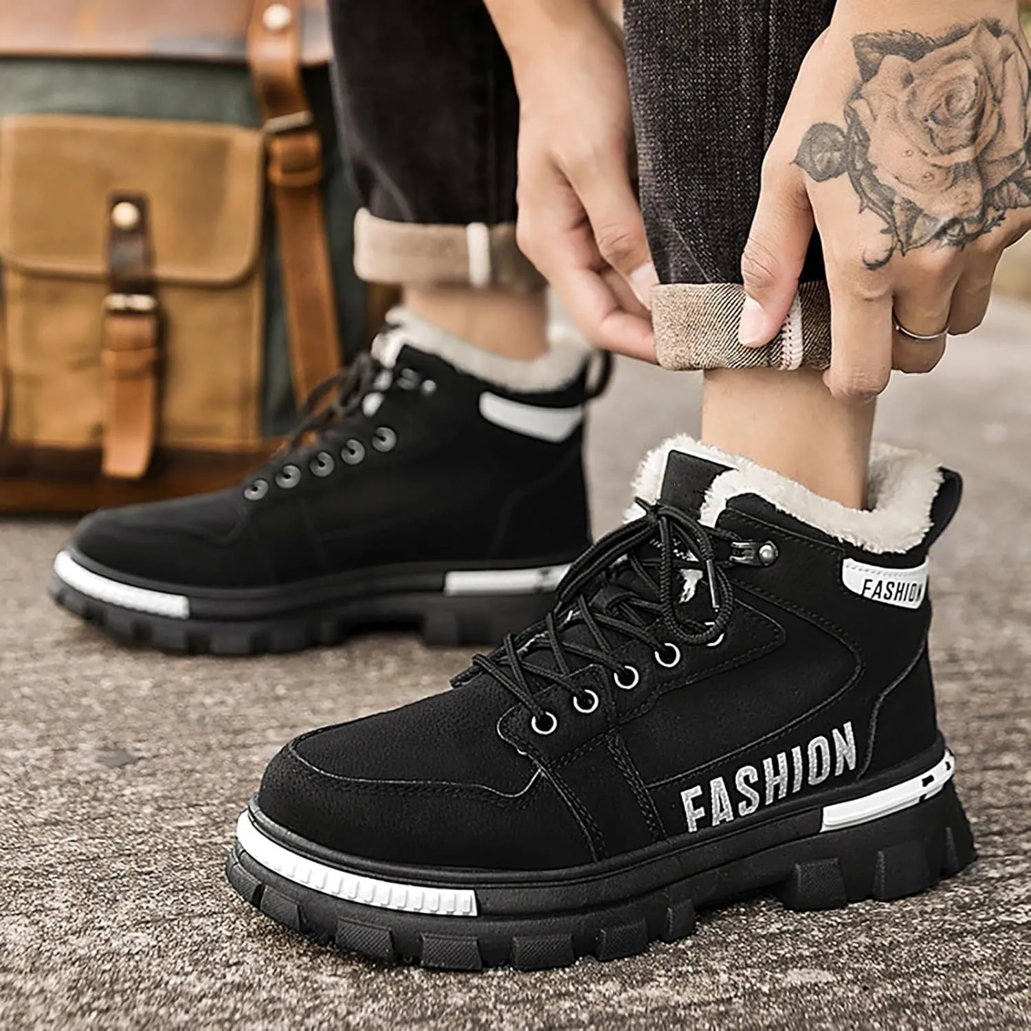 Mens Work Boots Wide Width Hiking Sneakers Warm Fur Lined Womens Safety Toe Shoes Food Service Platform Sneakers Indestructible Hike Grounded Footwear
