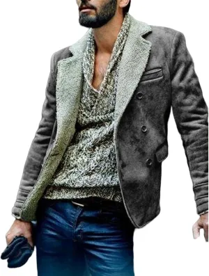 Mens Zip Up Jackets Long Sleeves Lapel Windbreakers with Pocket Loose Coats Fashion Thicken Clothes Winter