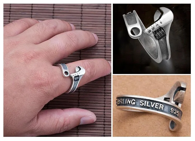 Metal Wrench Open Rings for Men