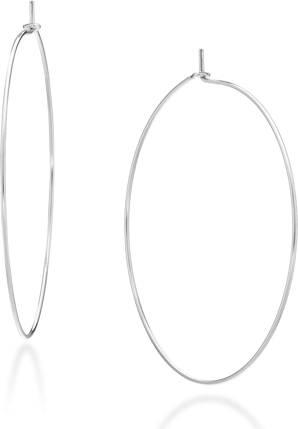 Miabella 925 Sterling Silver or 18K Gold Plated Super Thin Threader Wire Hoop Earrings for Women Made in Italy