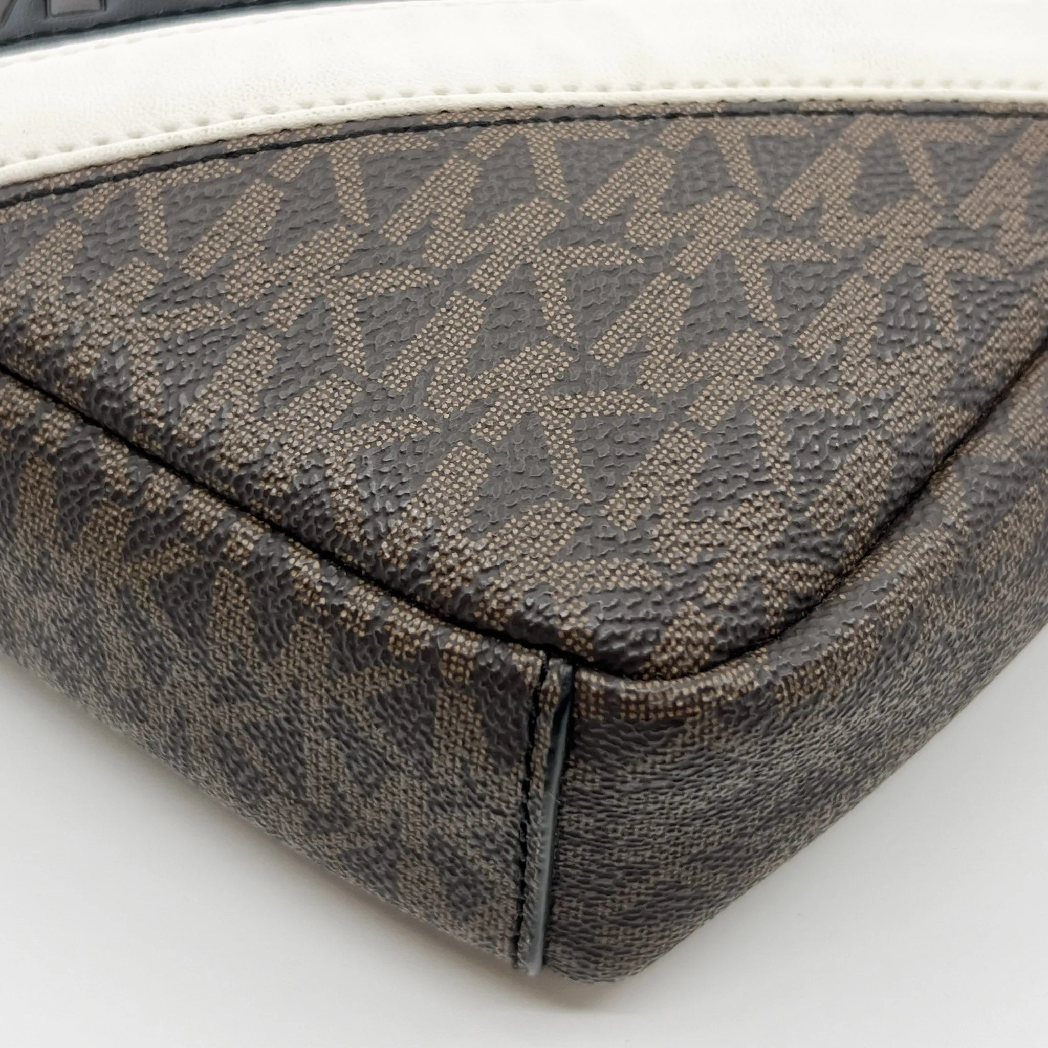 Michael Kors Brown Canvas & Faux Leather Flight Crossbody Bag